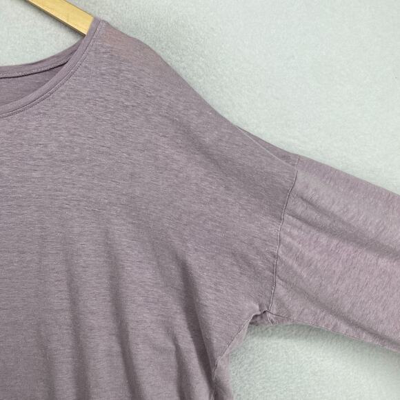 EILEEN FISHER Top L Slub Linen Jersey Oversized Round Neck Long Sleeve Purple - Picture 6 of 13